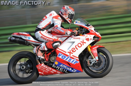 2009-09-27 Imola 0778 Acque minerali - Superbike - Warm Up - Noriyuki Haga - Ducati 1098R